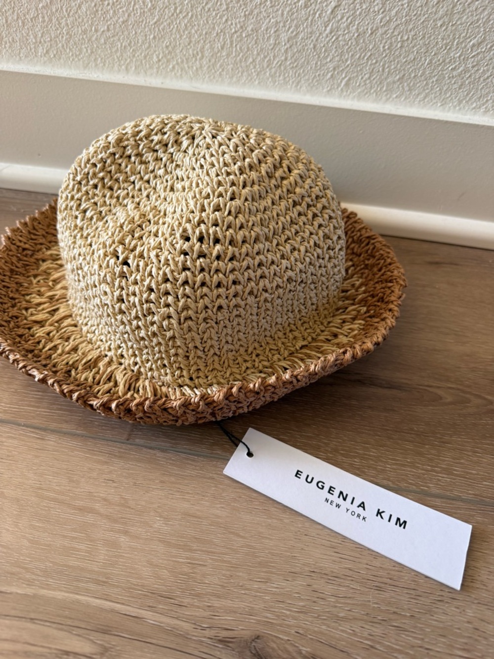 NWT Eugenia Kim Bailey Paper Crochet Straw Bucket Hat $165 Anthropologie